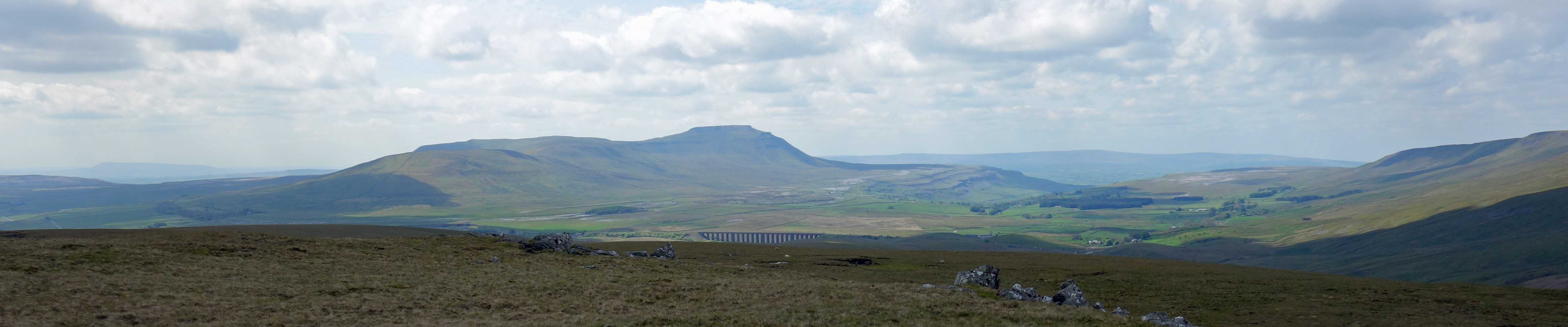 Ingleborough and the Ribblehead Viaduct from Blea Moor